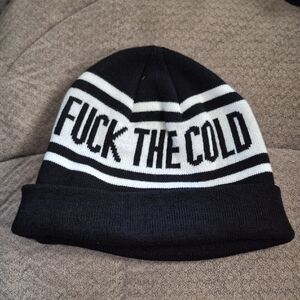 Black and White Slogan Beanie